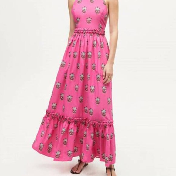 RHODE salena maxi dress in hot pink marigold flower - Picture 2 of 5